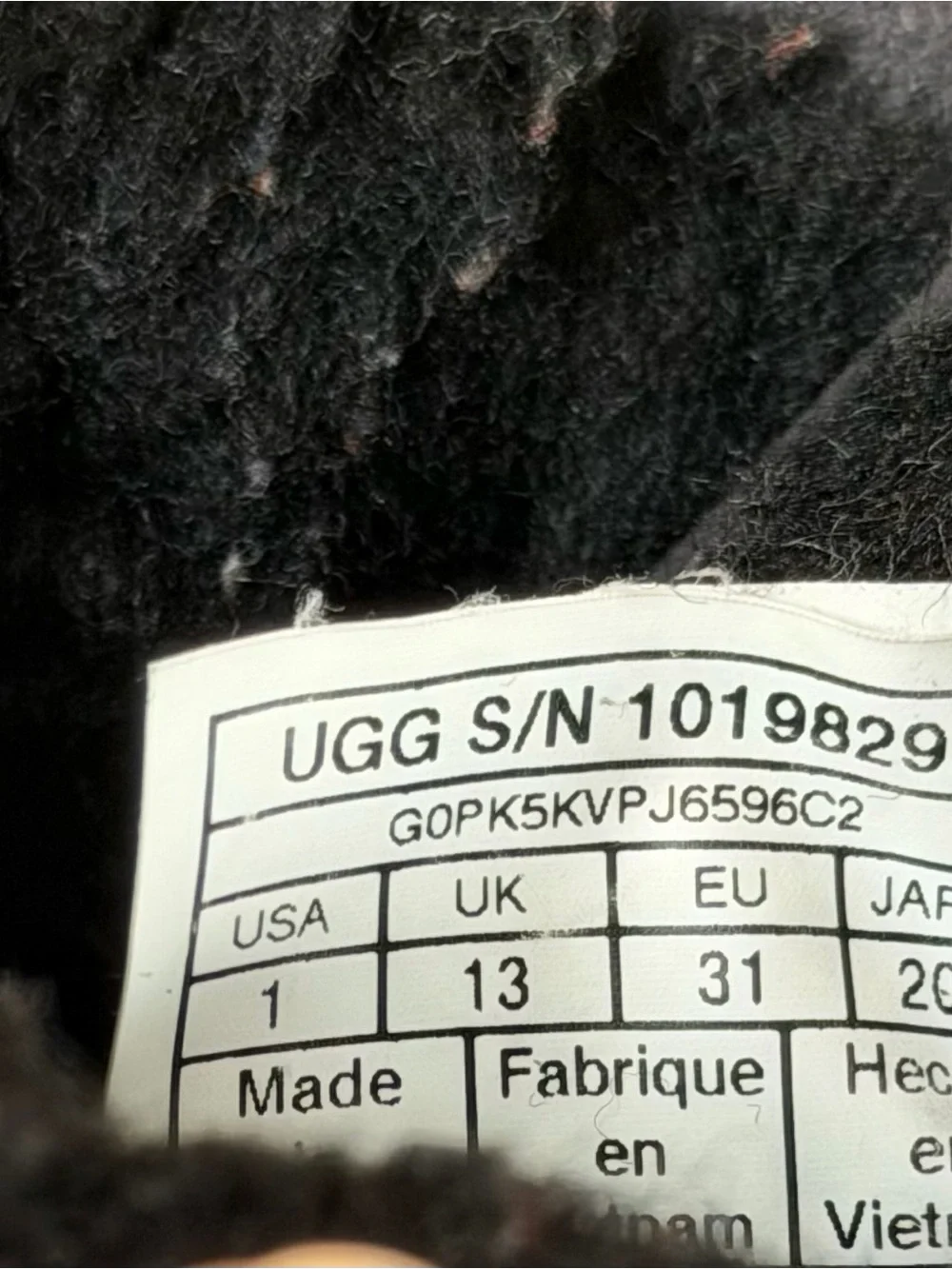 UGG Neumel II kids youth size  1 shoes black red plaid shearling snow boots